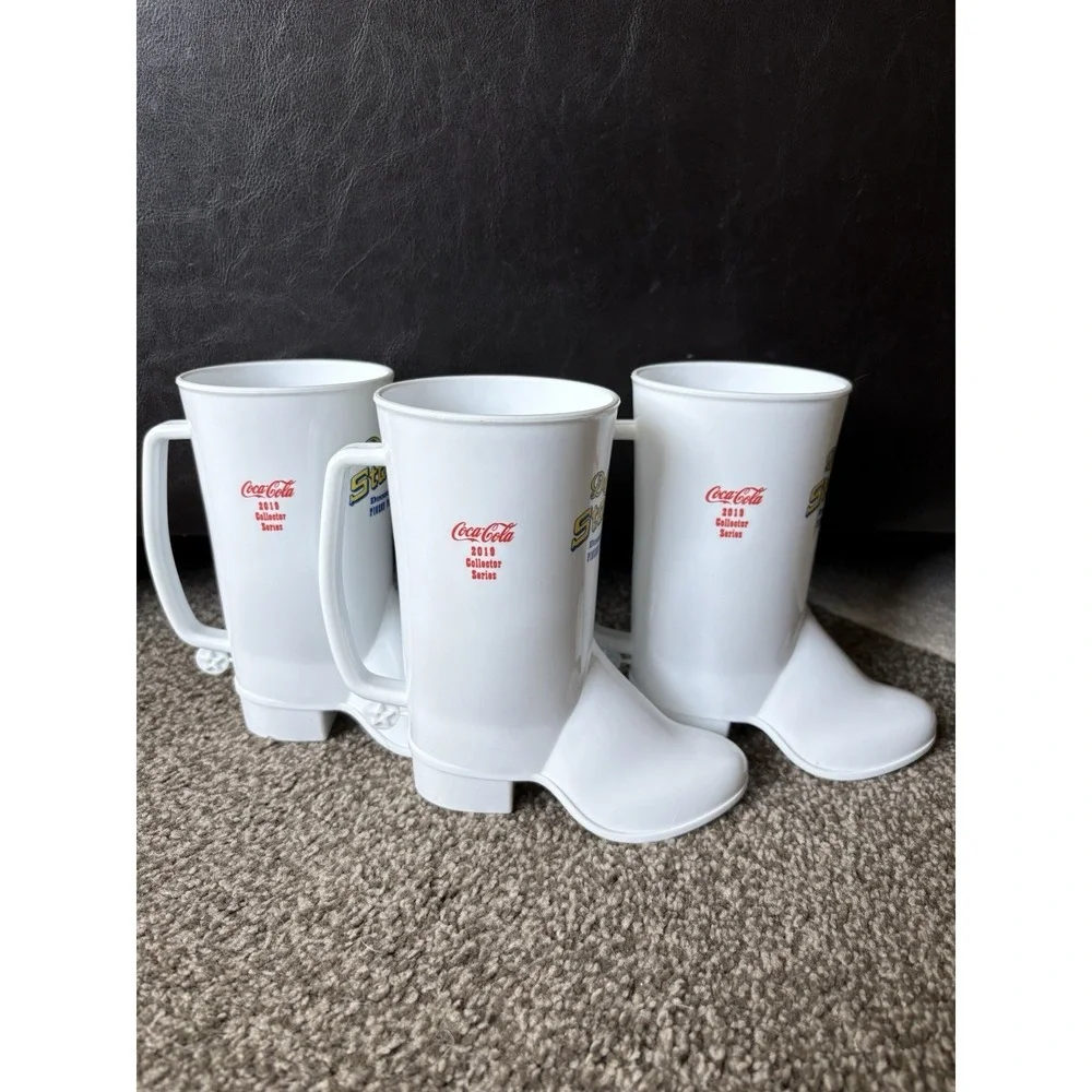 3 Lot Dolly Parton's Dixie Stampede Plastic Souvenir Boot Cup Mug Coca Cola 2019
